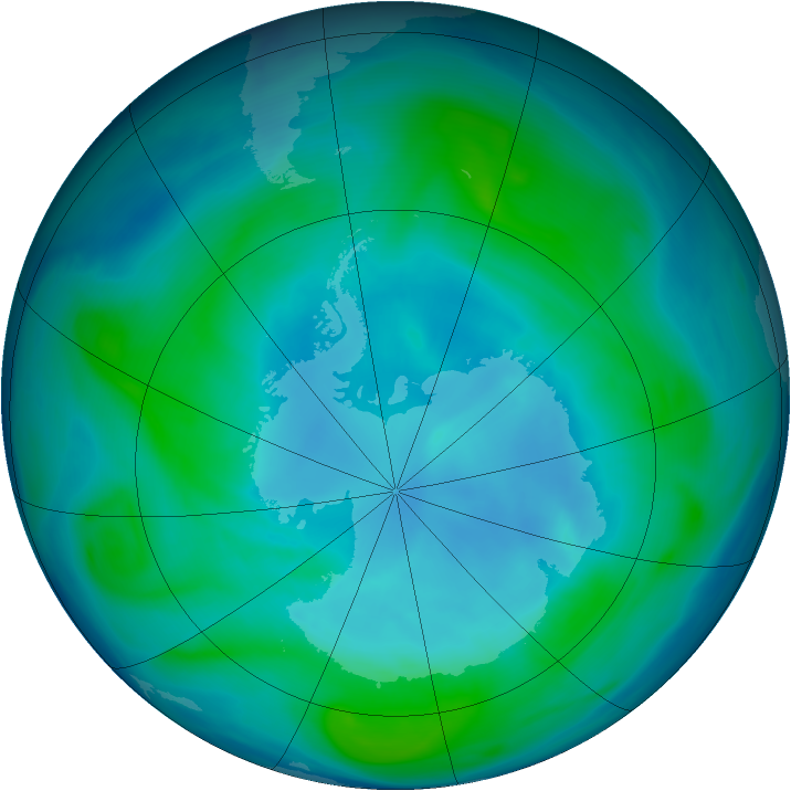 Antarctic ozone map for 01 February 2006